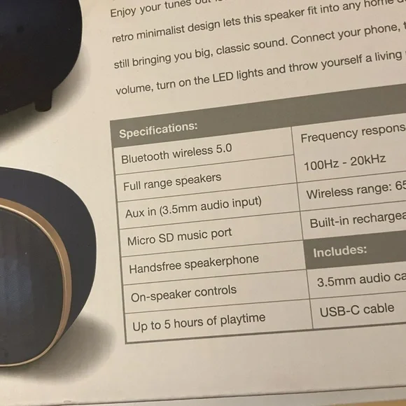 iLIVE Retro  Elegant Black Bluetooth Speaker with Color Changing lights❤️🌺 - Picture 8 of 10